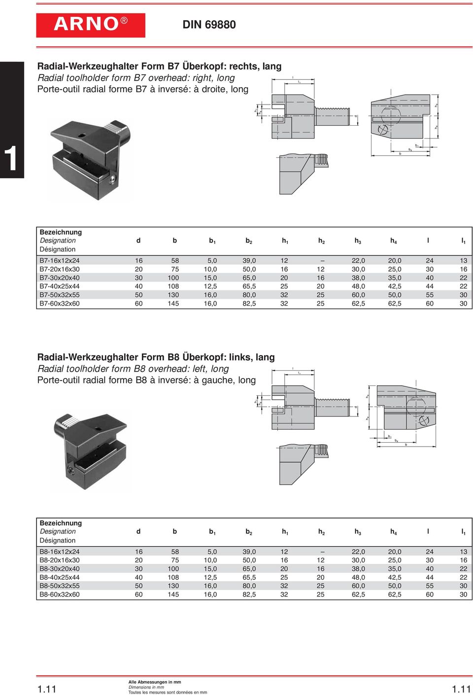 Werkzeughalter VDI DIN 69880 Form A1 für Sonderausführung rechteckig 