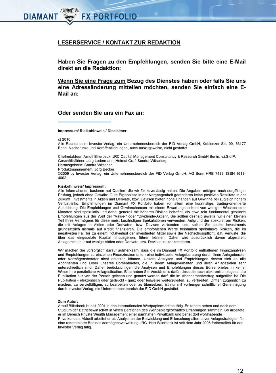 Unternehmensbereich der FID Verlag GmbH, Koblenzer Str. 99, 53177 Bonn. Nachdrucke und Veröffentlichungen, auch auszugsweise, nicht gestattet.