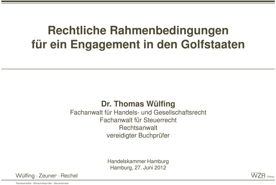Thomas Wülfing Fachanwalt für Handels- und