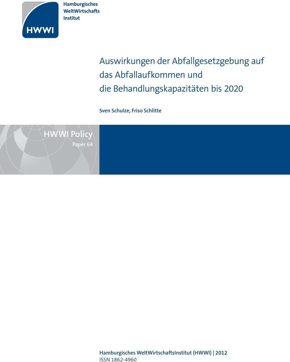 2020 Sven Schulze, Friso Schlitte HWWI Policy Paper