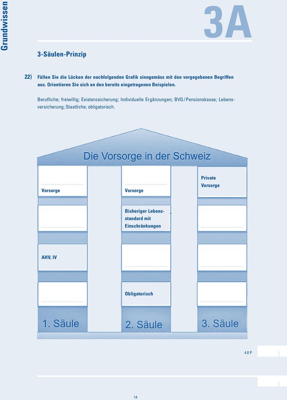 Berufiche; freiwiig; Existenzsicherung; Individuee Ergänzungen; BVG / Pensionskasse; Lebensversicherung;