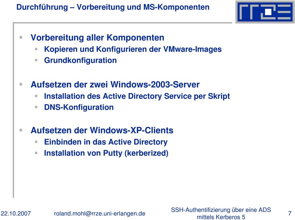 Installation des Active Directory Service per Skript DNS-Konfiguration Aufsetzen der