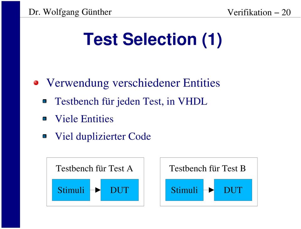 Test, in VHDL Viele Entities Viel duplizierter Code