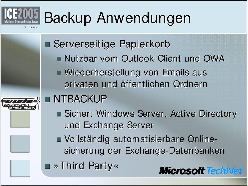 NTBACKUP Sichert Windows Server, Active Directory und Exchange Server