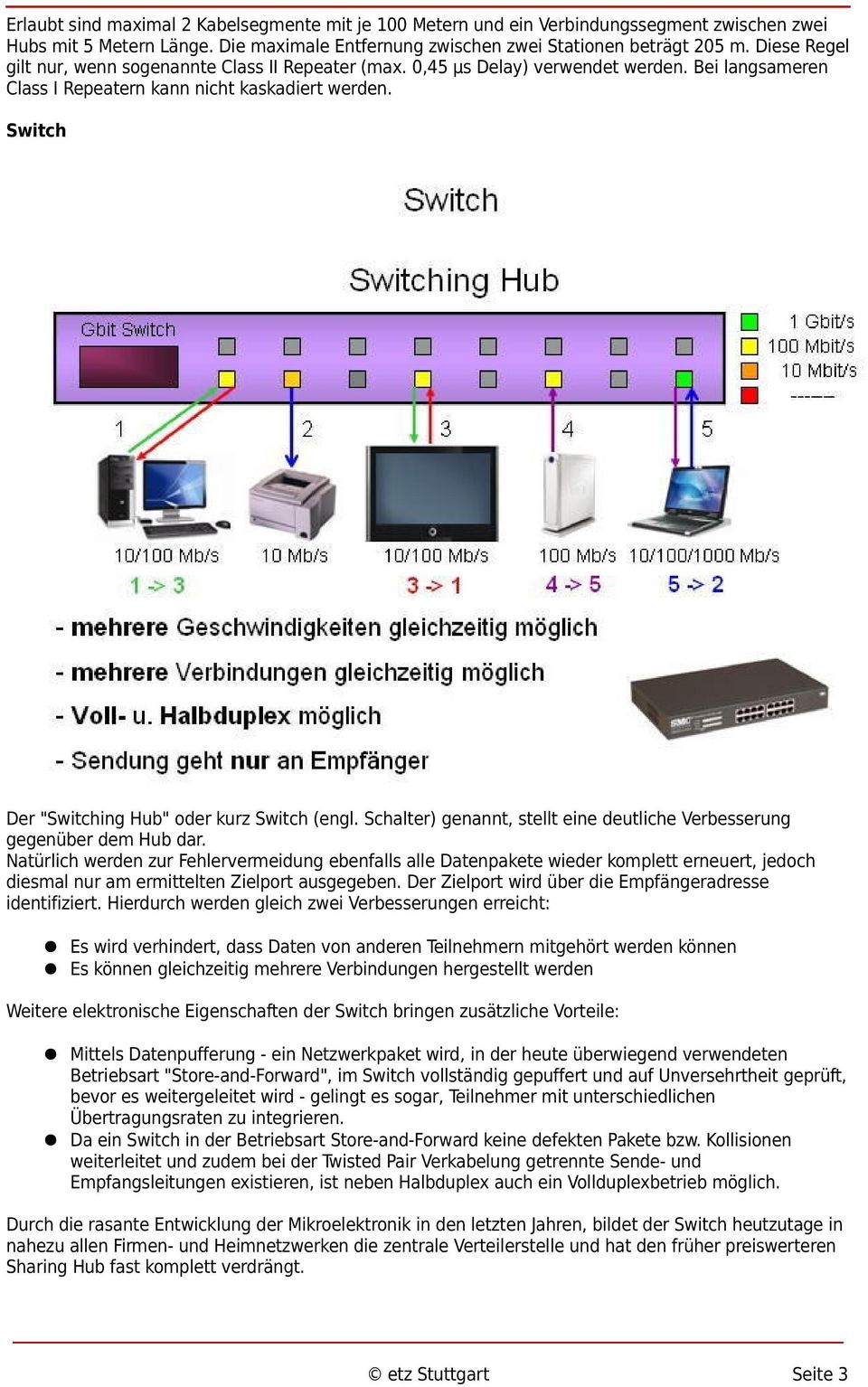 Switch Der "Switching Hub" oder kurz Switch (engl. Schalter) genannt, stellt eine deutliche Verbesserung gegenüber dem Hub dar.