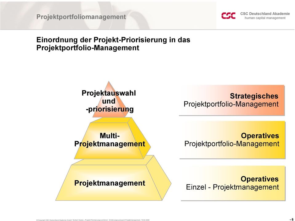 Projektportfolio-Management Multi- Projektmanagement Operatives