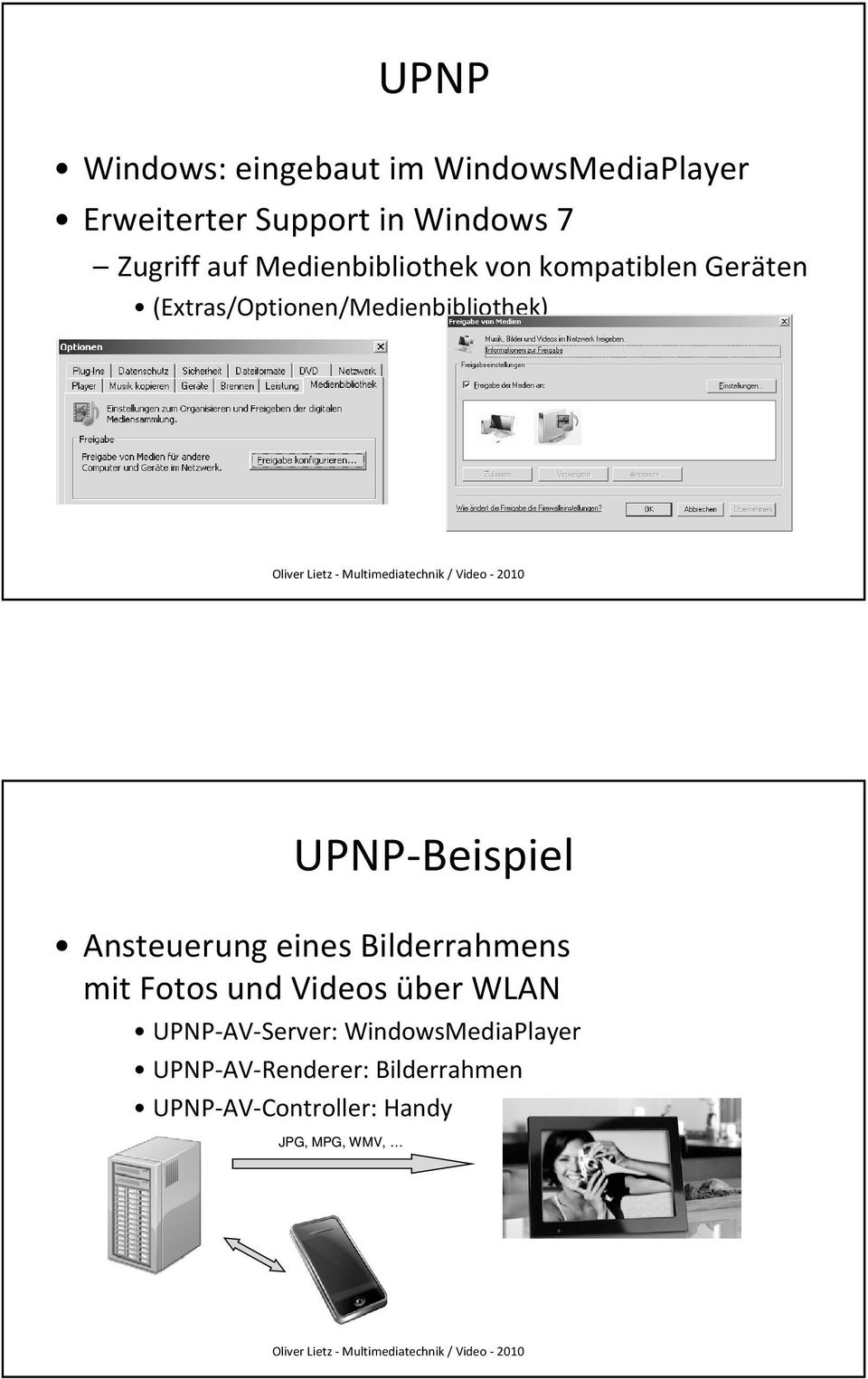 UPNP-Beispiel Ansteuerung eines Bilderrahmens mit Fotos und Videos über WLAN