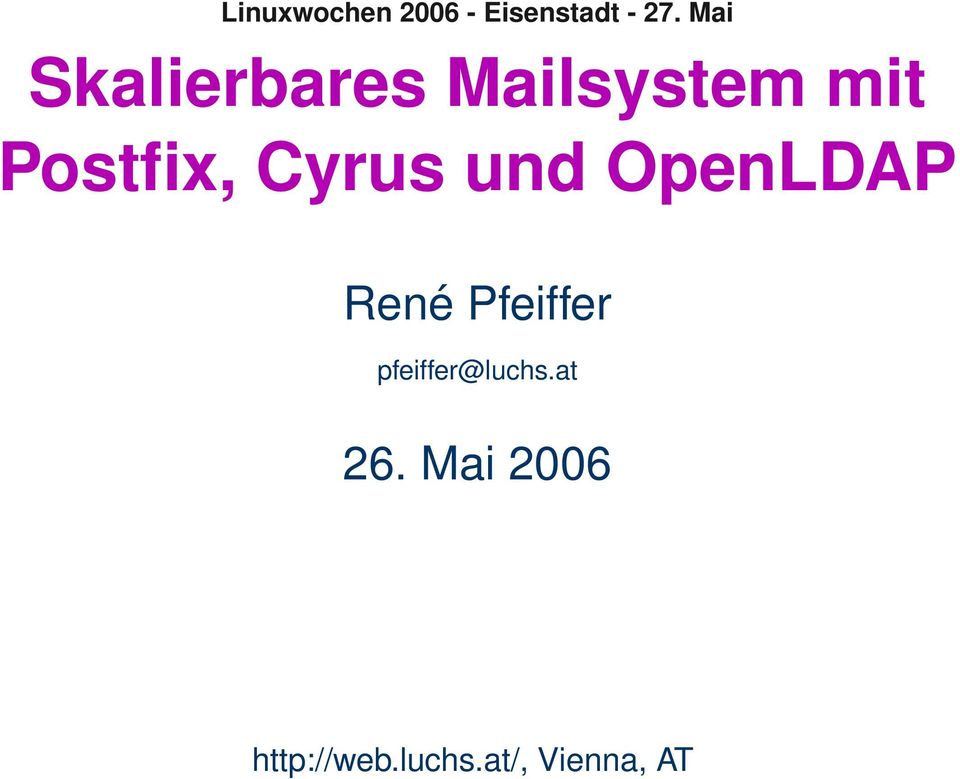 Cyrus und OpenLDAP René Pfeiffer