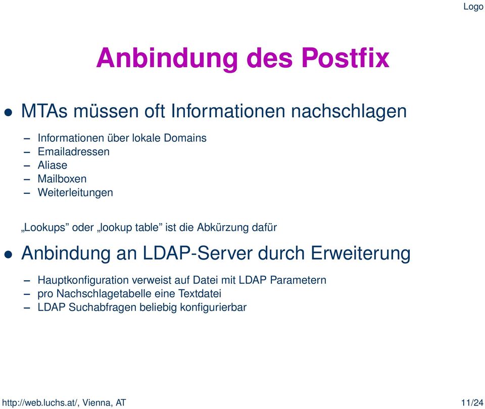 Anbindung an LDAP-Server durch Erweiterung Hauptkonfiguration verweist auf Datei mit LDAP Parametern