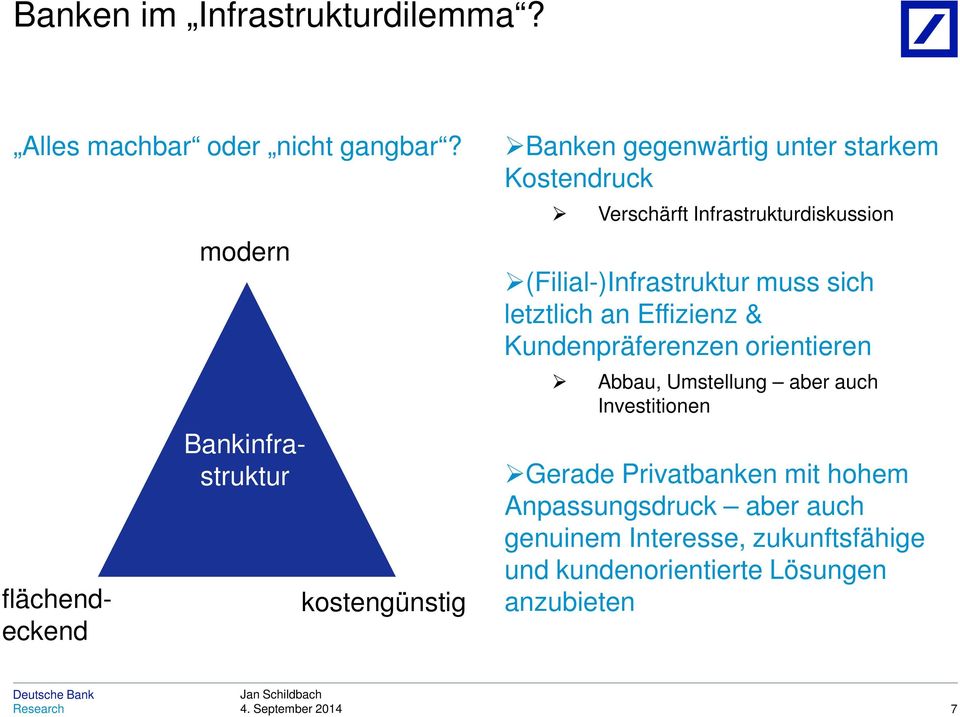 Infrastrukturdiskussion (Filial-)Infrastruktur muss sich letztlich an Effizienz & Kundenpräferenzen orientieren