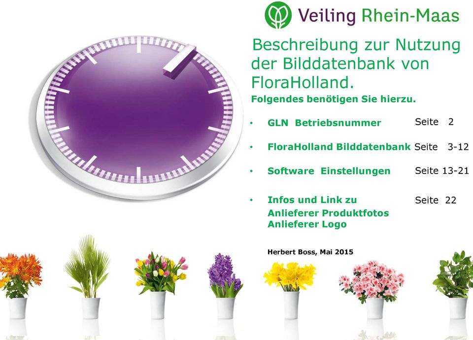 GLN Betriebsnummer FloraHolland Bilddatenbank Software Einstellungen