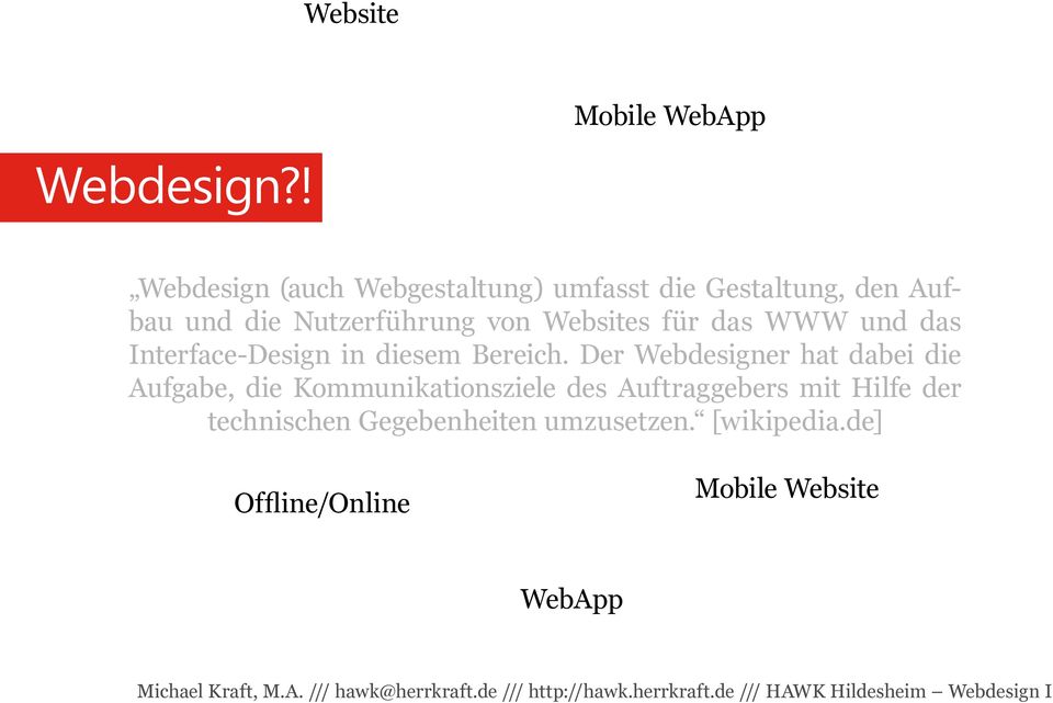 Websites für das WWW und das Interface-Design in diesem Bereich.
