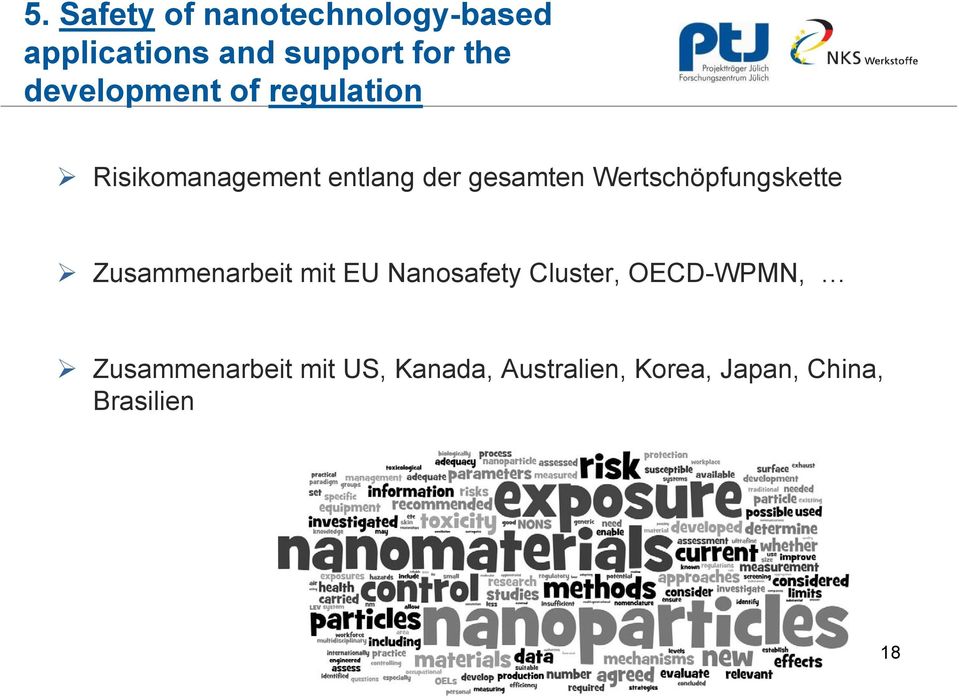 Wertschöpfungskette Zusammenarbeit mit EU Nanosafety Cluster,