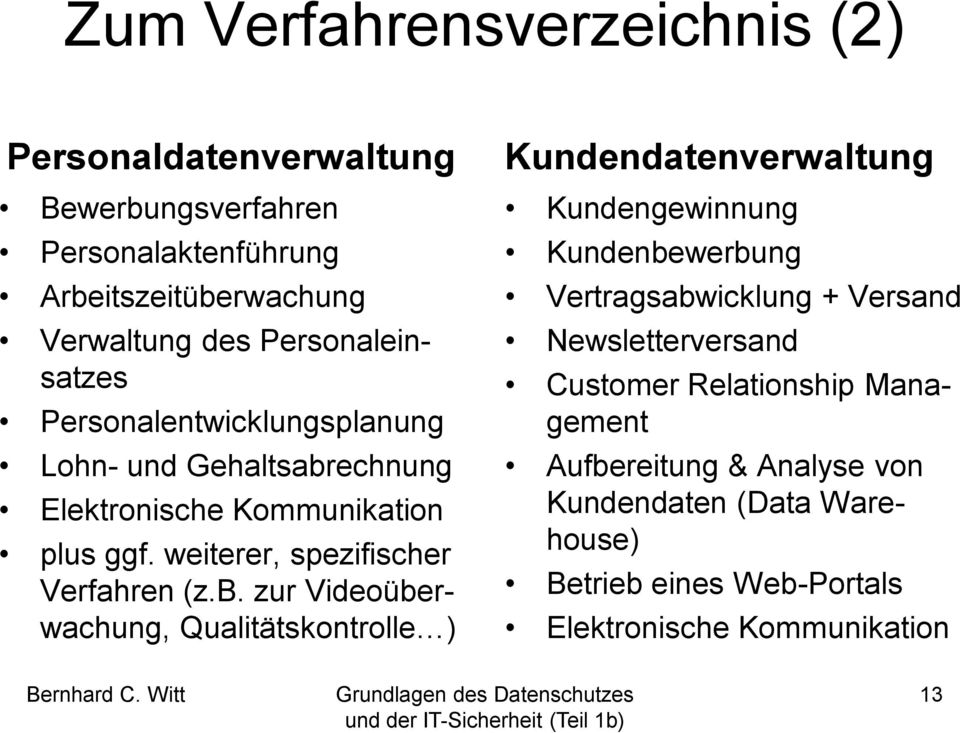 weiterer, spezifischer Verfahren (z.b.