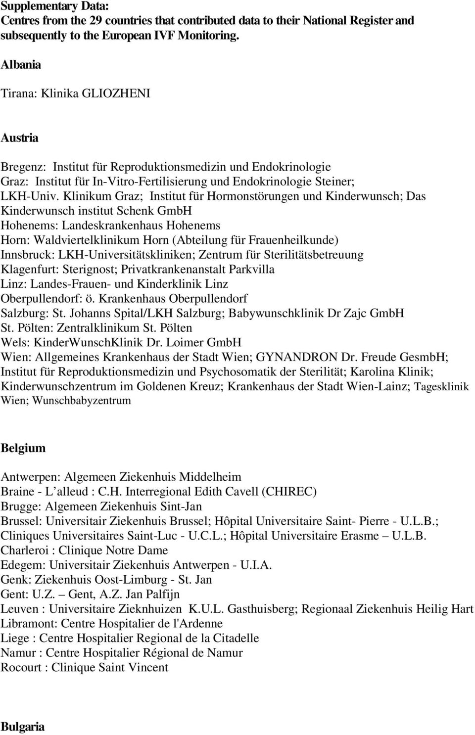 Supplementary Data Centres From The 29 Countries That Contributed Data To Their National Register And Subsequently To The European Ivf Monitoring Pdf Kostenfreier Download