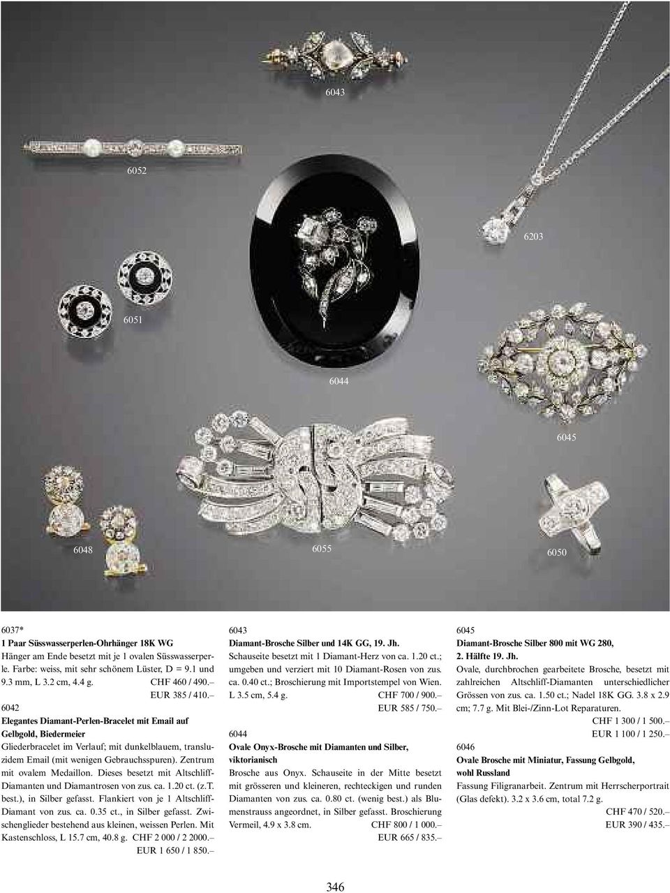 6042 Elegantes Diamant-Perlen-Bracelet mit Email auf Gelbgold, Biedermeier Gliederbracelet im Verlauf; mit dunkelblauem, transluzidem Email (mit wenigen Gebrauchsspuren). Zentrum mit ovalem medaillon.