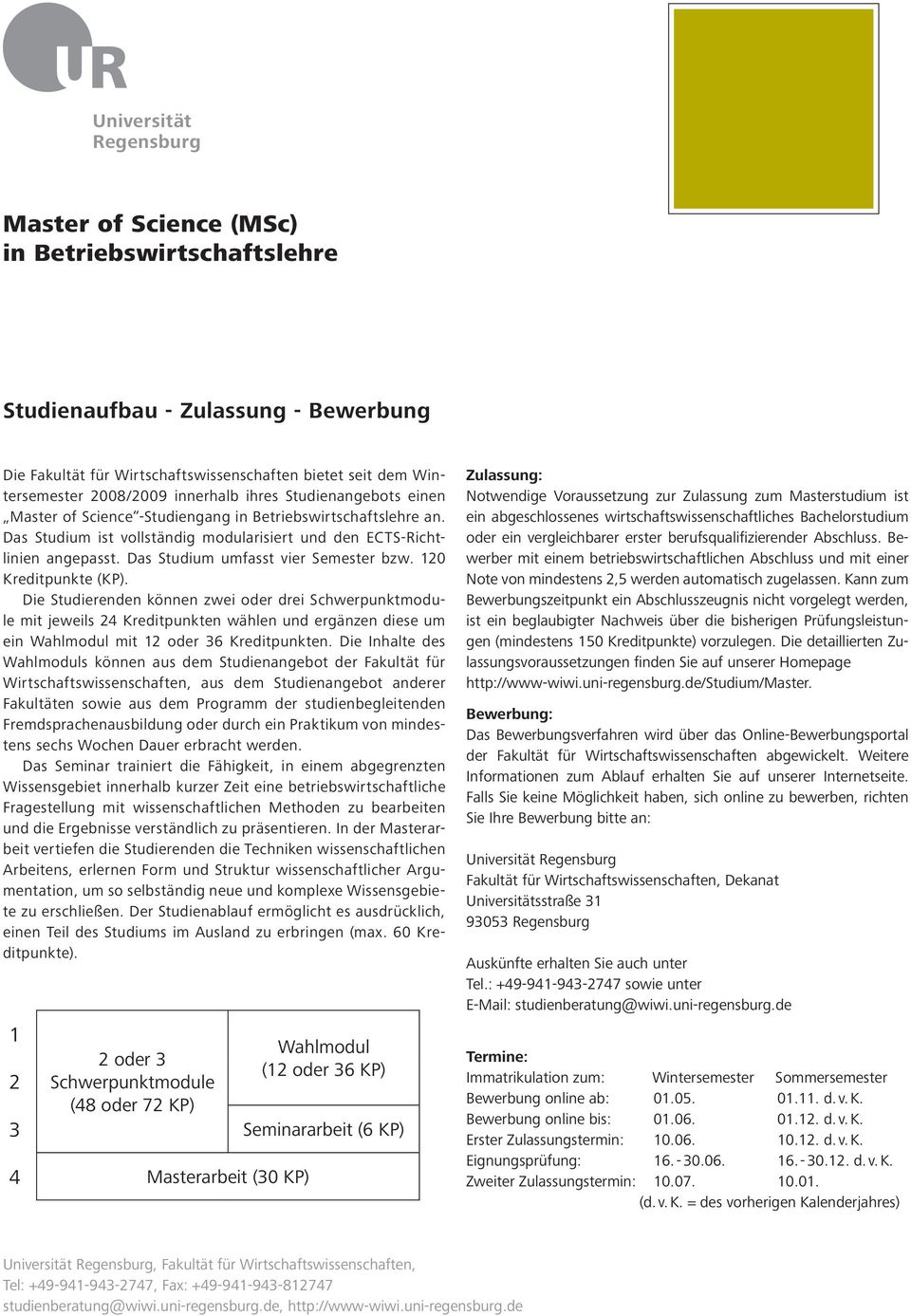 Die Studierenden können zwei oder drei module mit jeweils 4 Kreditpunkten wählen und ergänzen diese um ein Wahlmodul mit oder 6 Kreditpunkten.