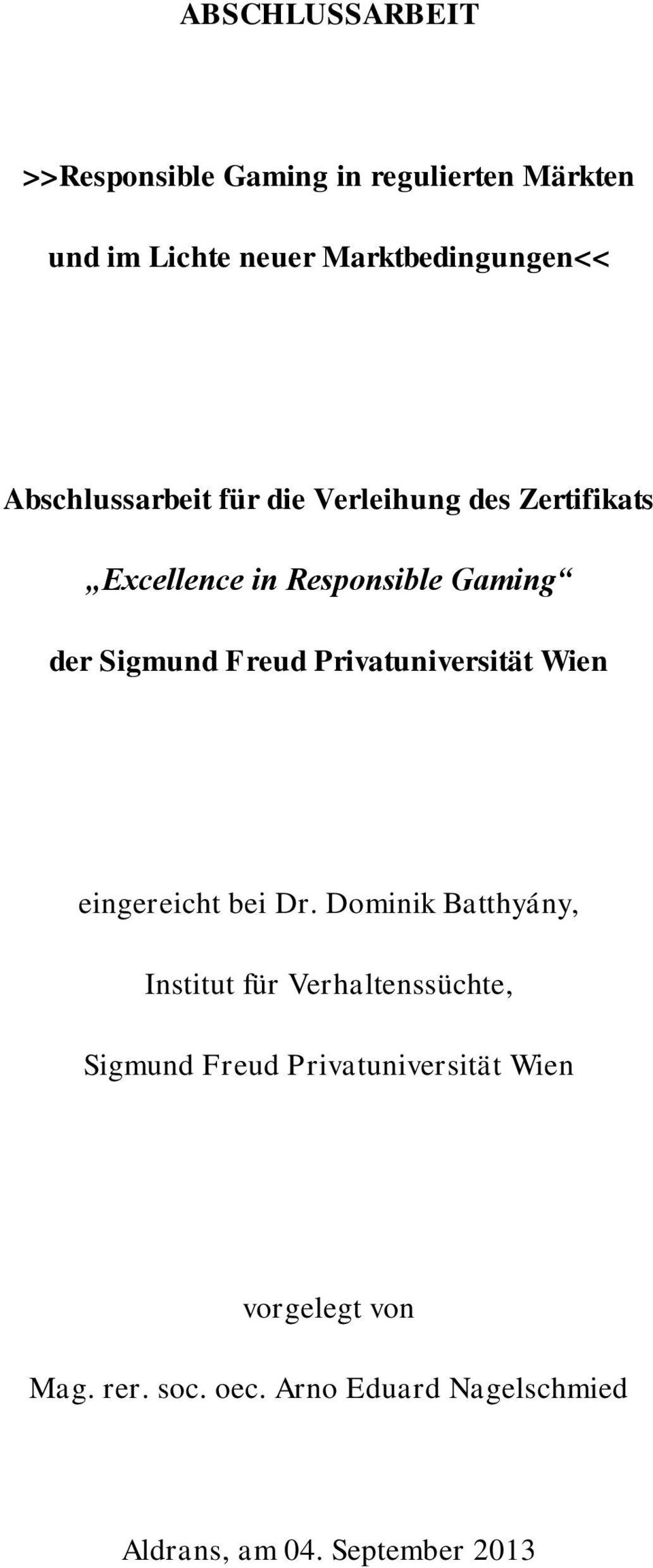 Privatuniversität Wien eingereicht bei Dr.