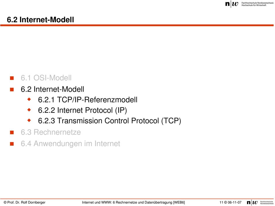 2.3 Transmission Control Protocol (TCP) 6.