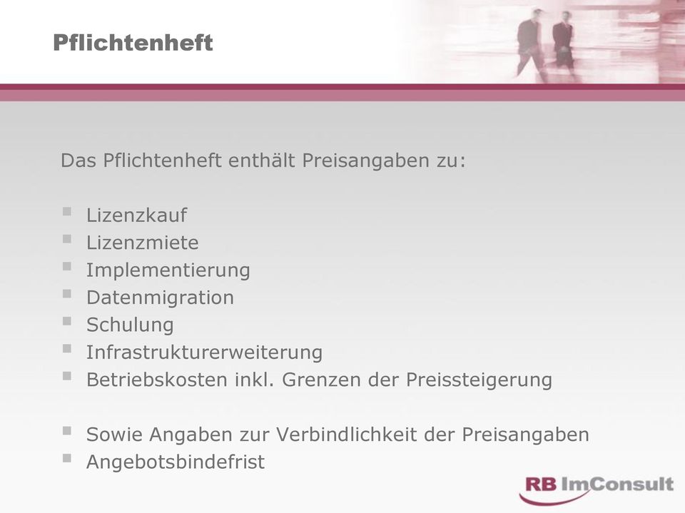 Infrastrukturerweiterung Betriebskosten inkl.