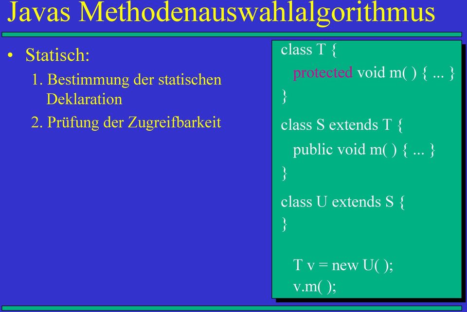 Prüfung der Zugreifbarkeit class T { protected void m( ) {.