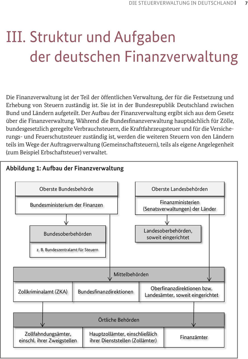 Sie ist in der Bundesrepublik Deutschland zwischen Bund und Ländern aufgeteilt. Der Aufbau der Finanzverwaltung ergibt sich aus dem Gesetz über die Finanzverwaltung.