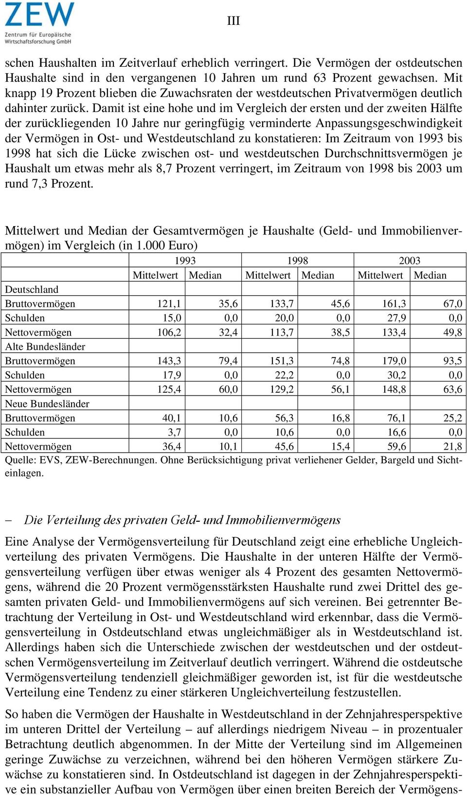 Damit ist eine hohe und im Vergleich der ersten und der zweiten Hälfte der zurückliegenden 10 Jahre nur geringfügig verminderte Anpassungsgeschwindigkeit der Vermögen in Ost- und Westdeutschland zu