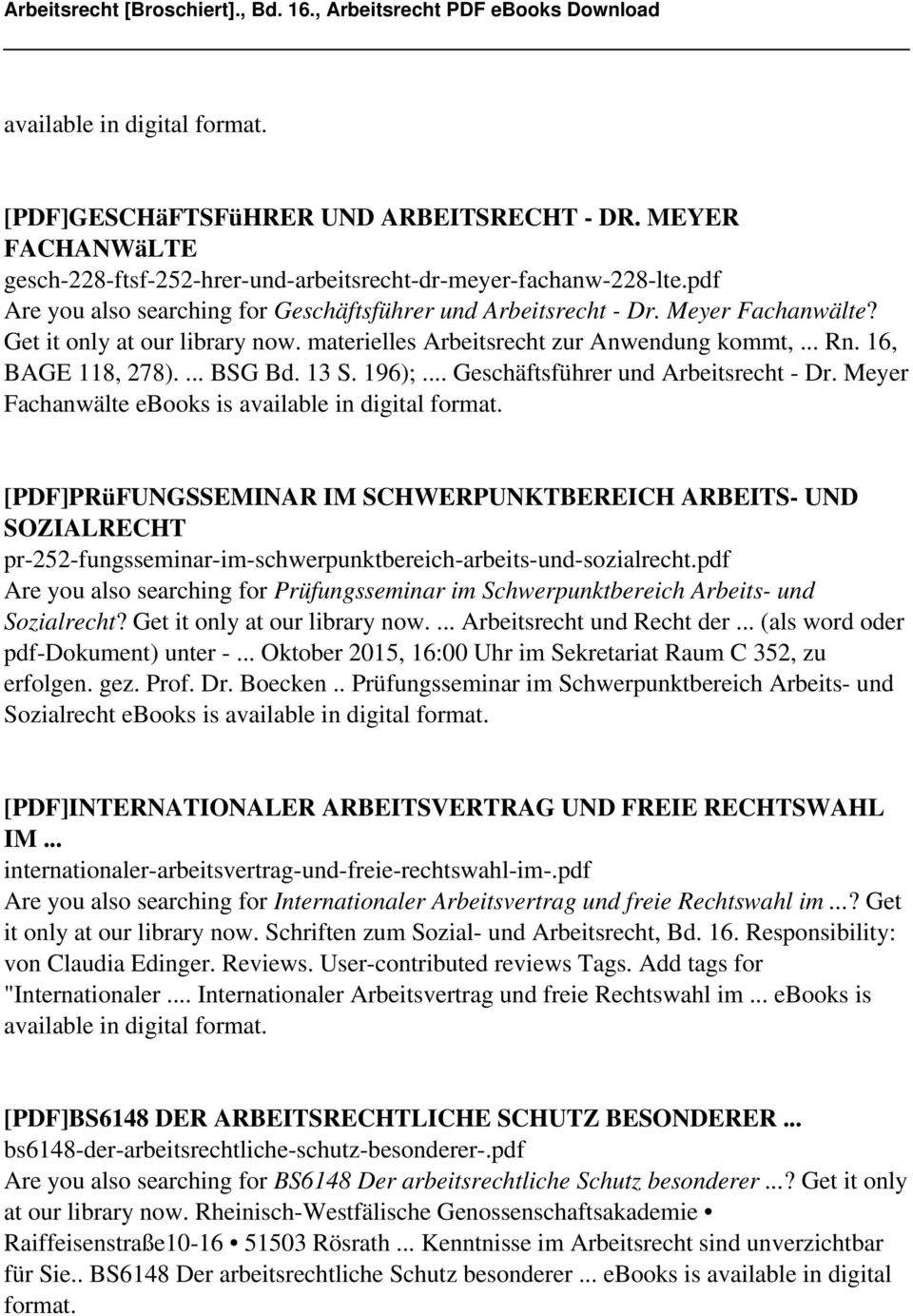 Meyer Fachanwälte ebooks is [PDF]PRüFUNGSSEMINAR IM SCHWERPUNKTBEREICH ARBEITS- UND SOZIALRECHT pr-252-fungsseminar-im-schwerpunktbereich-arbeits-und-sozialrecht.