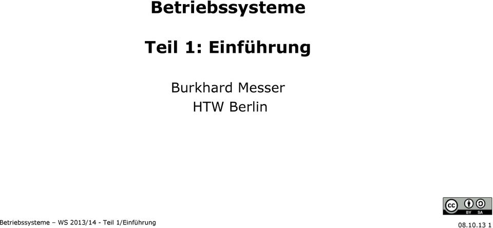 HTW Berlin Betriebssysteme WS
