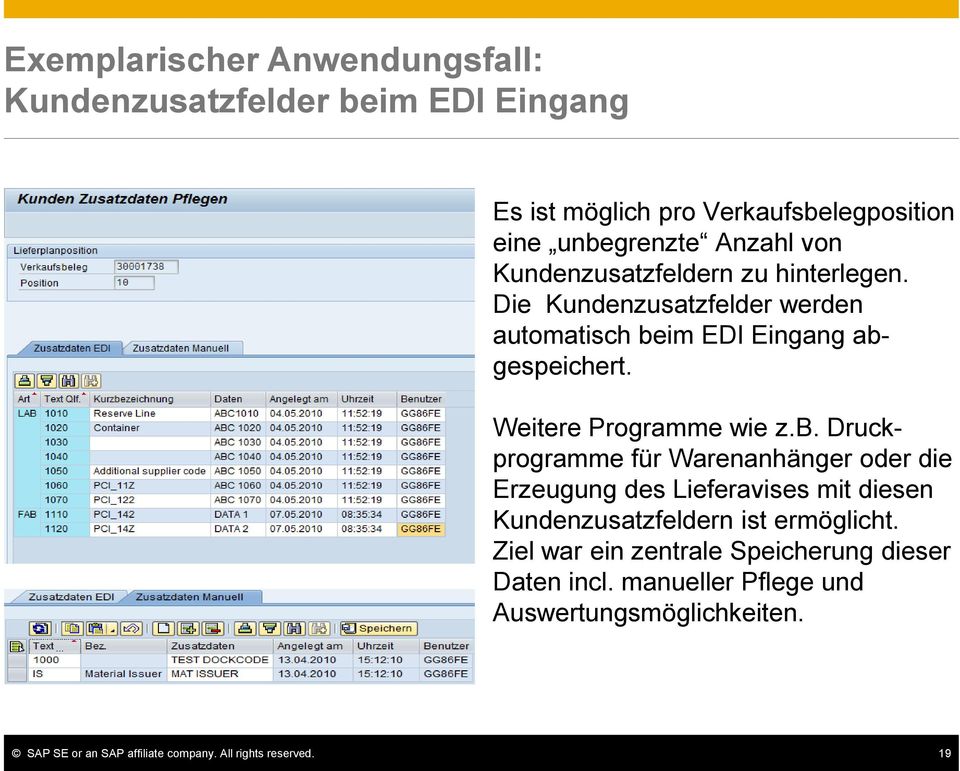 Die Kundenzusatzfelder werden automatisch be