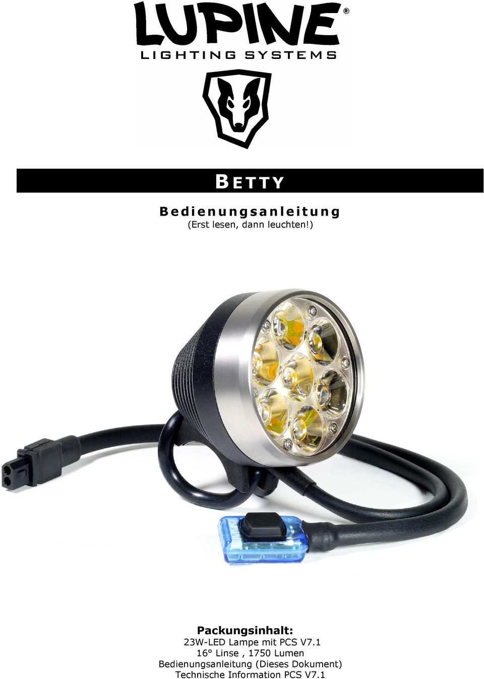 ) Packungsinhalt: 23W-LED Lampe mit PCS V7.