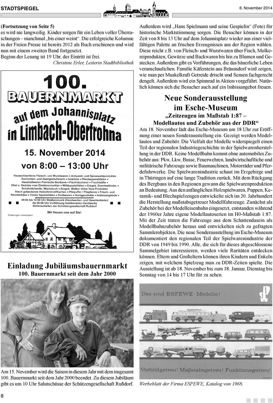 Christine Erler, Leiterin Stadtbibliothek Einladung Jubiläumsbauernmarkt 100.