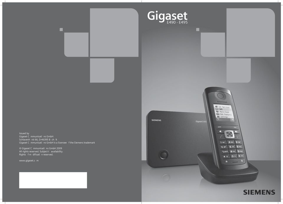 Siemens trademark Gigaset Communications GmbH 2009 All rights