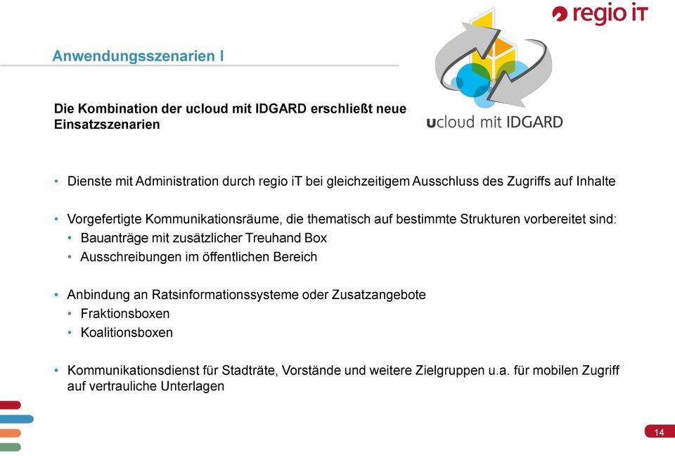 Bauanträge mit zusätzlicher Treuhand Box Ausschreibungen im öffentlichen Bereich Anbindung an Ratsinformationssysteme oder Zusatzangebote