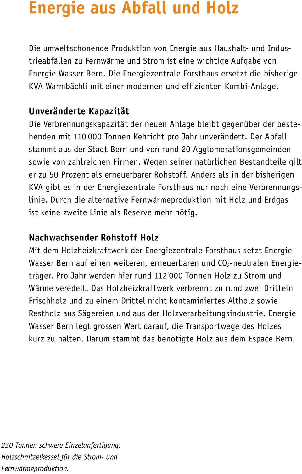 Unveränderte Kapazität Die Verbrennungskapazität der neuen Anlage bleibt gegenüber der bestehenden mit 110'000 Tonnen Kehricht pro Jahr unverändert.