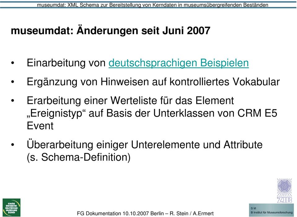 einer Werteliste für das Element Ereignistyp auf Basis der Unterklassen von