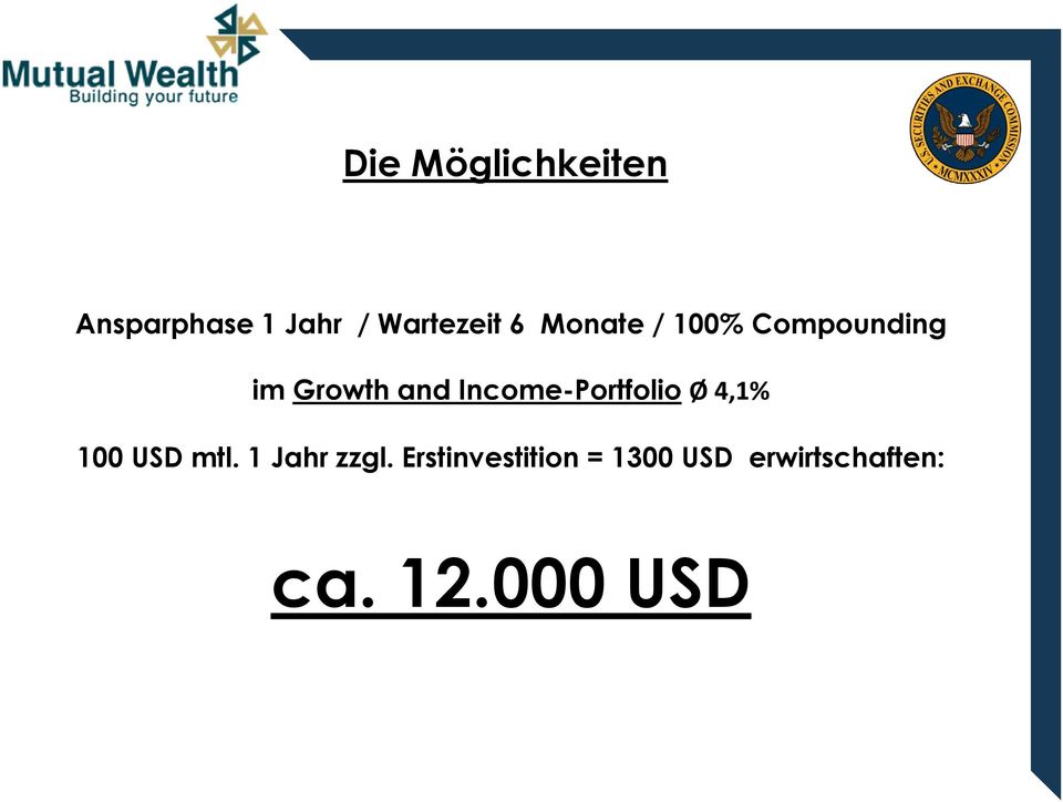 Income-Portfolio Ø 4,1% 100 USD mtl. 1 Jahr zzgl.