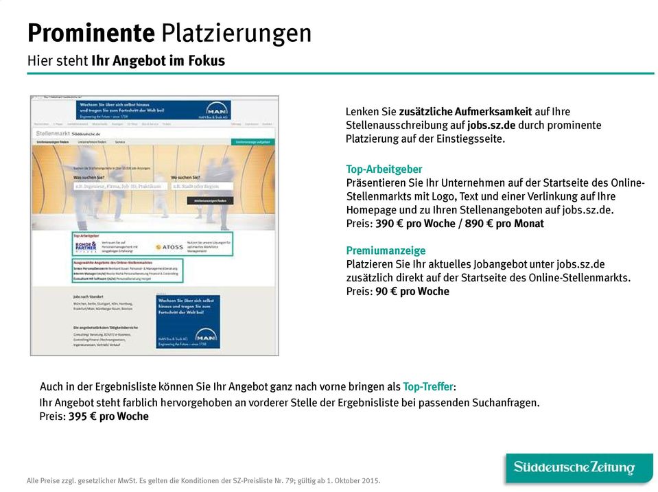 sz.de zusätzlich direkt auf der Startseite des Online-Stellenmarkts.