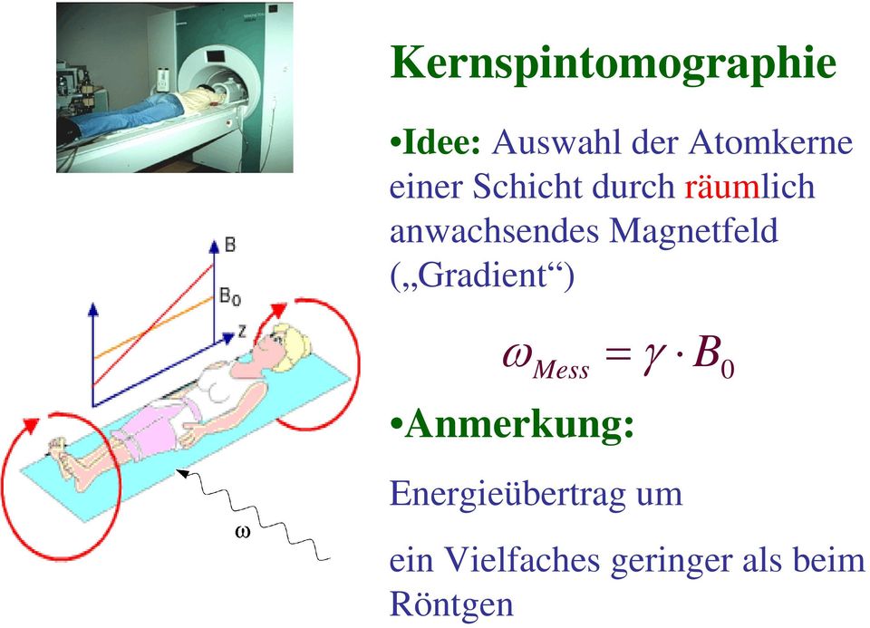 Magnetfeld ( Gradient ) ω Mess Anmerkung: = γ B 0