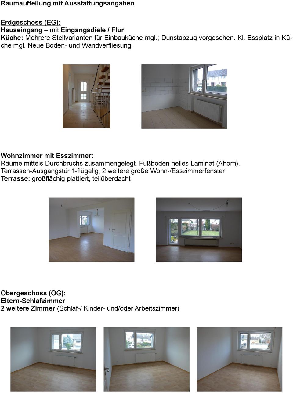 Wohnzimmer mit Esszimmer: Räume mittels Durchbruchs zusammengelegt. Fußboden helles Laminat (Ahorn).