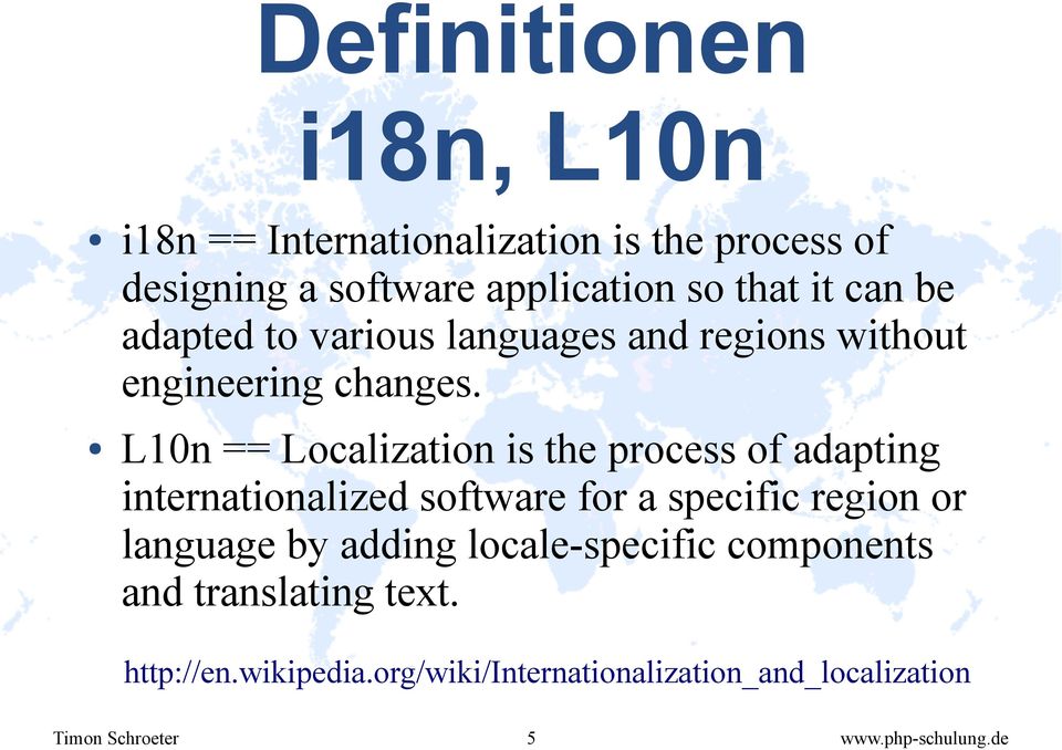 L10n == Localization is the process of adapting internationalized software for a specific region or language by