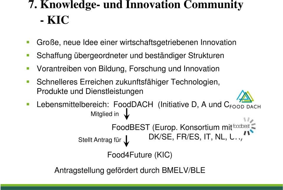 zukunftsfähiger Technologien, Produkte und Dienstleistungen Lebensmittelbereich: FoodDACH (Initiative D, A und CH) Mitglied