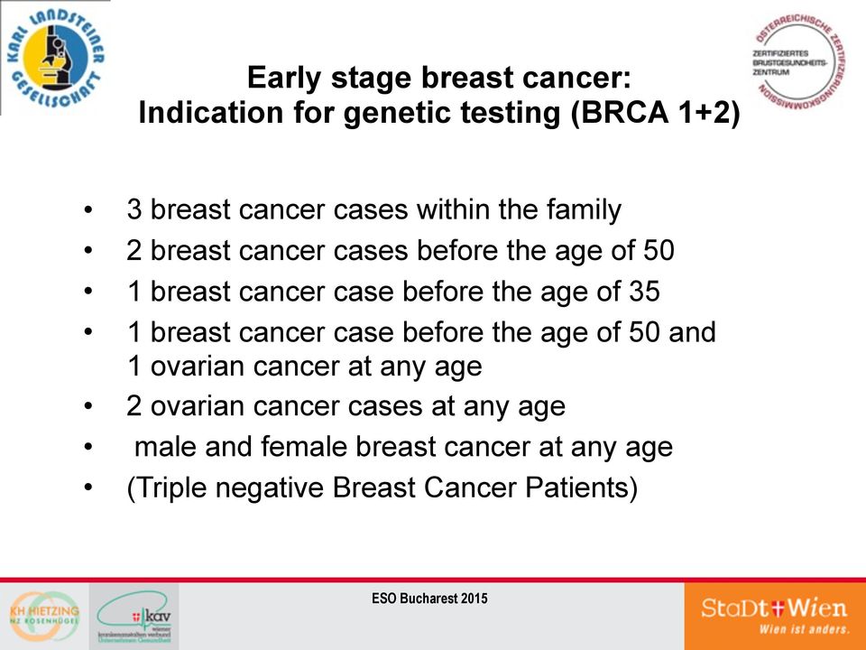 age of 35 1 breast cancer case before the age of 50 and 1 ovarian cancer at any age 2 ovarian