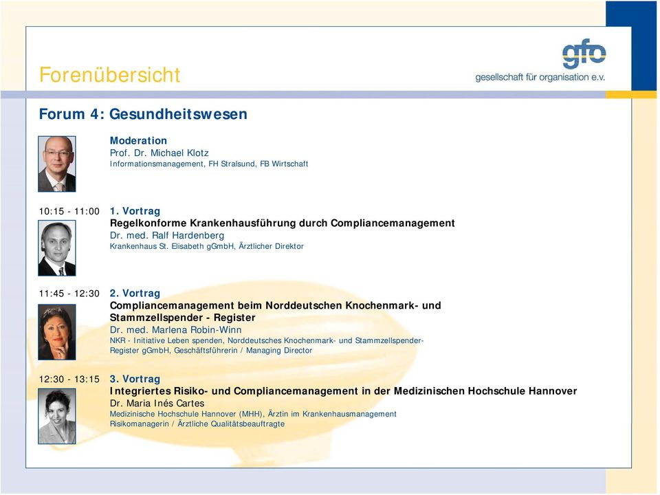 Vortrag Compliancemanagement beim Norddeutschen Knochenmark- und Stammzellspender - Register Dr. med.