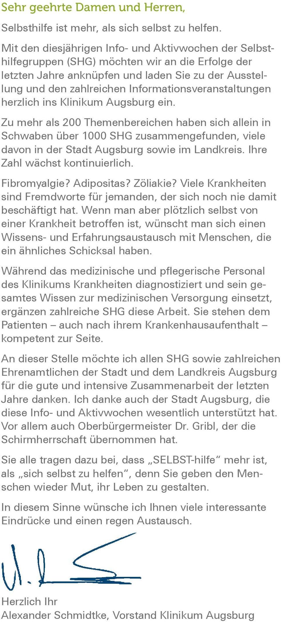Informationsveranstaltungen herzlich ins Klinikum Augsburg ein.