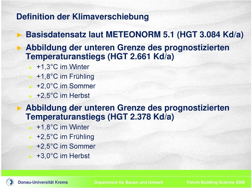 661 Kd/a) +1,3 C im Winter +1,8 C im Frühling +2,0 C im Sommer +2,5 C im Herbst Abbildung der