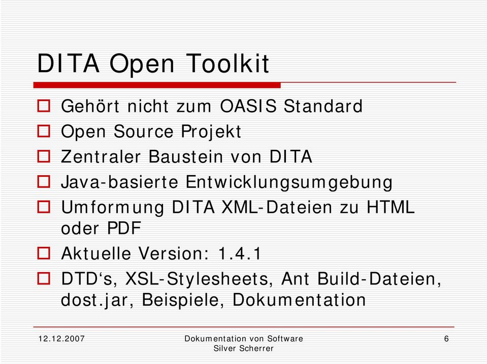 Umformung DITA XML-Dateien zu HTML oder PDF Aktuelle Version: 1.4.