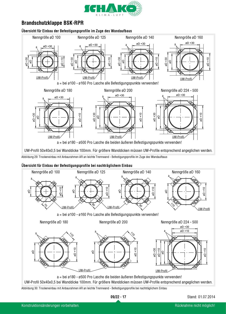 UW-Profil 0x0x0, bei Wnddicke 100mm. Für größere Wnddicken müssen UW-Profile entsprechend ngeglichen werden.