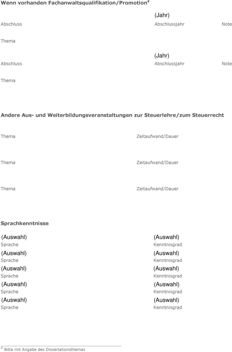 Weiterbildungsveranstaltungen zur Steuerlehre/zum Steuerrecht