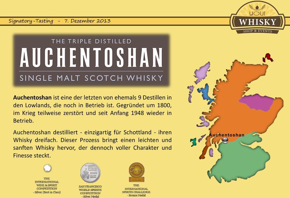 Auchentoshan destilliert - einzigartig für Schottland - ihren Whisky dreifach.